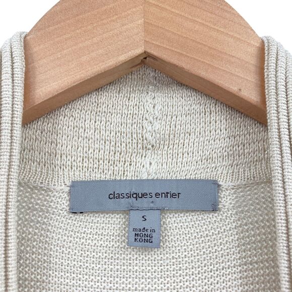 Classiques Entier Cardigan Sweater Womens Small Beige Silk Sleeveless Tie Front - Picture 6 of 14